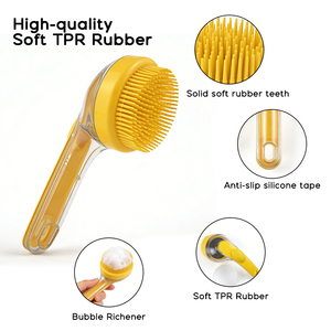 Cepillo de baño para mascotas con mango utilizado con gel de ducha para pelo de perro y gato, productos de limpieza y aseo para mascotas, cepillo para eliminación de residuos de mascotas - Product Image 2