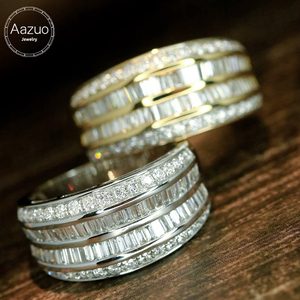 เครื่องประดับหรูหราแท้จาก Aazuo แหวนทองคำขาว 18K ทองคำเหลืองประดับเพชรธรรมชาติ ดีไซน์วงใหญ่ ของขวัญสำหรับผู้หญิงและผู้ชาย สวมใส่ได้ทุกวัน - Product Image 1
