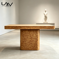 Table console de luxe pour salon de villa de style mid-century, table décorative en placage de bois de ronce pour couloir d'hôtel, mobilier de hall d'entrée