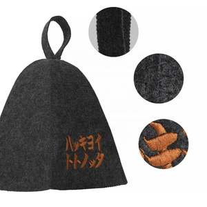 Chapeau de sauna en feutre de laine de couleur verte avec logo de broderie personnalisé Chapeau de sauna en feutre de salle de bain - Product Image 3