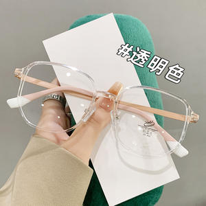 Montures de lunettes carrées de style coréen pour femmes, monture intégrale en métal TR, légères, anti-radiation, protection contre la lumière bleue, verres plats - Product Image 2