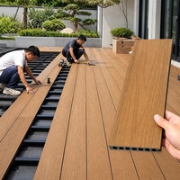 Nouveau revêtement de terrasse composite creux en PVC imperméable de 18 mm, WPC, bois co-extrudé, facile à installer, pour extérieur et jardin