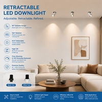 Spot LED rétractable à cadre en aluminium 3 pouces 9W, projecteur commercial LED avec angle de faisceau 15D 24D 36D et rotation à 360D
