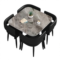 Table et chaises pliantes circulaires en pierre, style minimaliste italien, avec rangement, pour appartements de petite taille (4 personnes)
