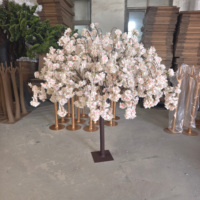 Support de table de pêche en forme de cerisier pour mariage avec accessoires personnalisés en verre et acier et design de fleurs artificielles