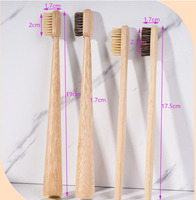 Brosse à dents 100% naturelle avec poils durs en crin de cheval et en poils de porc, biodégradable et organique pour adultes - Usage domestique