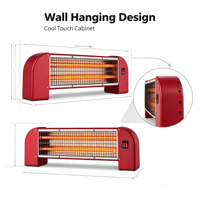 Chauffage électrique QH-90E 1200W avec 2 lampes chauffantes, interrupteur de sécurité anti-renversement, coque froide au toucher, pour maison, bureau, fixation murale