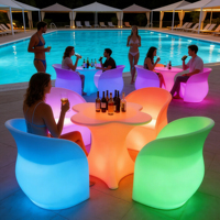 Table de bar LED en plastique de luxe, mobilier moderne lumineux pour KTV, boîte de nuit, hôtel, extérieur