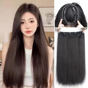 Extensiones de Cabello Liso para Mujer de Marca Nacional, de Una Sola Pieza, con Hilo Resistente a Altas Temperaturas, Realistas, Largas y Sin Costuras - Product Image 4