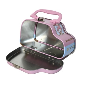 Cute Car Shaped Tin <b>Box</b> With Handle & Lock Custom Printed Kids <b>Metal</b> Tin Case for Candy Chocolate Snack Gift Storage - Product Image 5