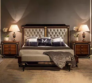 欧式特大床雕刻法国意大利优雅奢华卧室家具棕色木质卧室套装