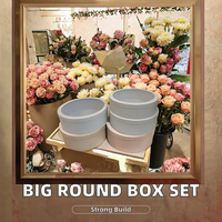 Ensemble de boîtes cadeaux rondes en carton recyclé de couleur unie avec 3 couvercles transparents en PVC, boîte à fleurs et emballage pour seau à câlins