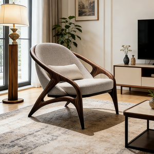 <span class=keywords><strong>Fauteuil</strong></span> d'appoint moderne en bois massif, style scandinave, canapé simple rembourré pour le salon - Product Image 5