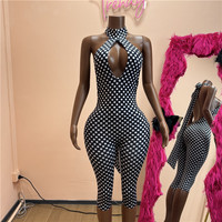Combinaison sexy à pois Jiubaju pour femme, tendance, avec hauts de bikini à bretelles et hauts courts à manches courtes, et shorts, ensemble 3 pièces