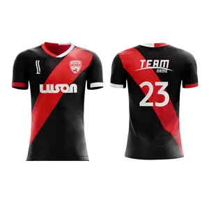 Luson Thailand Quality Customization Supplier Red Black Soccer Jersey Football River Plate Soccer Jersey For Men