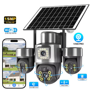 Caméras solaires <span class=keywords><strong>sans</strong></span> <span class=keywords><strong>fil</strong></span> à trois objectifs 15MP 4G avec carte SIM V380 PRO WIFI, caméras <span class=keywords><strong>de</strong></span> <span class=keywords><strong>surveillance</strong></span> CCTV extérieures PTZ, caméra <span class=keywords><strong>de</strong></span> sécurité réseau extérieure - Product Image 1