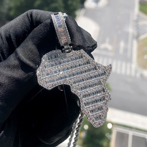 Moda Hip Hop joyería nuevo Iced Out Bling <span class=keywords><strong>Mapa</strong></span> de África colgante collar Color oro <span class=keywords><strong>completo</strong></span> CZ Zircon encanto hombres - Product Image 1