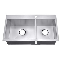 Évier de cuisine double cuve en acier inoxydable 304 de qualité supérieure, à montage encastré - Design rectangulaire taille américaine