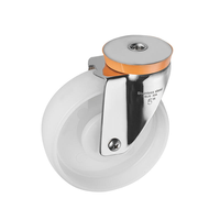 Roue pivotante de style européen en acier inoxydable 304, roue en nylon PA blanche de 3/4/5 pouces, roue pivotante industrielle résistante à l'usure pour chariot