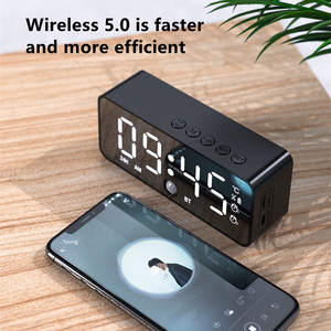 Mini-enceinte portable sans fil Bluetooth avec woofer, double <span class=keywords><strong>réveil</strong></span>, <span class=keywords><strong>radio</strong></span> FM, compatible carte micro SD, pour ordinateur, home cinéma, commande vocale - Product Image 3