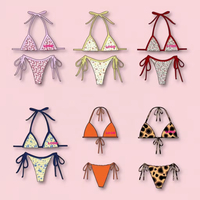 Ensemble de bikini triangle à nouer pour femmes, tissu durable, vacances à la plage, logo personnalisé, maillot de bain