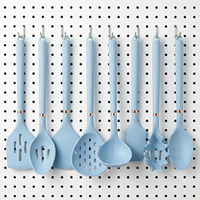 Set Peralatan Dapur Silikon Baru Anti Gores, Spatula, Sendok, dan Sendok Sayur untuk Peralatan Masak Anti Lengket, Memasak di Rumah