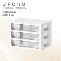 Boîte de rangement transparente multicouche UFORU, grande capacité, en plastique blanc, empilable, pour bureau