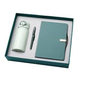Ensemble cadeau d'affaires personnalisé en cuir PU vert avec bloc-notes rechargeable imprimé en sérigraphie et stylo - Articles promotionnels d'entreprise en gros - Product Image 5