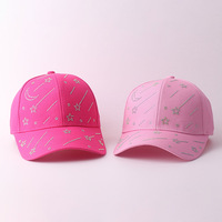 Casquette de baseball réglable avec strass étoile et lune, visière incurvée, chapeau tendance pour femme, vente en gros OEM