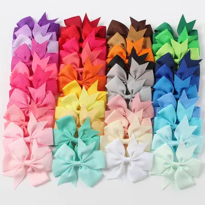 Lazos de grogrén liso para niña, pinzas para el pelo, pinzas para el pelo, accesorios para el cabello para niña, 40 colores