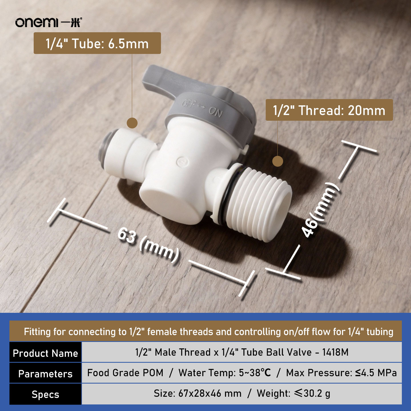 1/2" M - 1/4" OD (1418M)