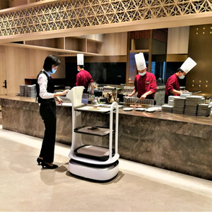 Robot de livraison de nourriture intelligent Robint avec plateau à 3-4 niveaux et capacité de charge de 15 kg, recharge automatique pour robot de restaurant - Product Image 6