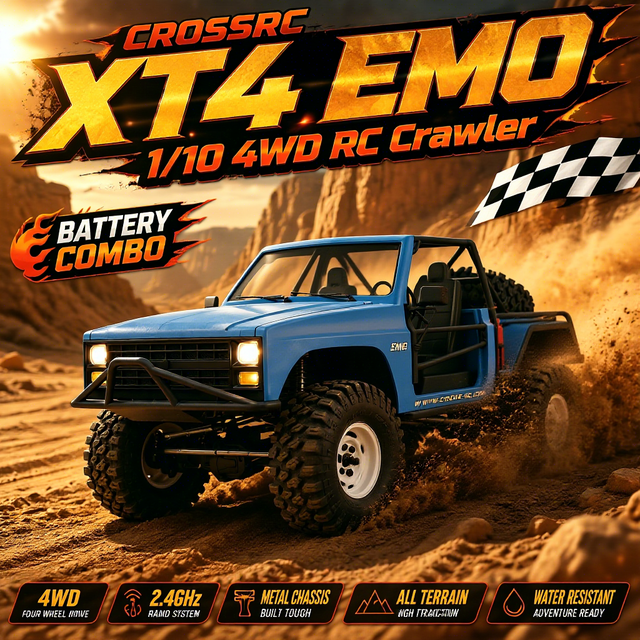 CROSSRC XT4 EMO 1/10 4WD RC Crawler 2 Speed CNC Shocks Aluminum Shock Absorbers 313mm 1.9 540 30KG 60A 4CH for RC Off Road