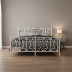 Base de Cama King Size de Acero Blanco, Diseño Rectangular Moderno, Estructura Metálica Estable, Muebles para Dormitorio - Product Image 2