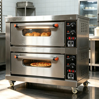 Four à sole électrique professionnel 2 niveaux 2 plateaux pour la cuisson du pain, des pizzas et des gâteaux - Équipement de boulangerie