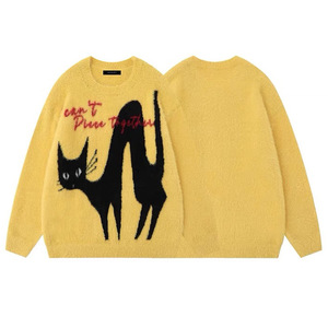 เสื้อสเวตเตอร์ไหมพรมลายแจ็คการ์ด แบรนด์ Zhan Ya Cat สำหรับผู้หญิง คอกลม แขนยาว ทรงหลวม ไม่เป็นขุย เหมาะสำหรับใส่พักผ่อน - Product Image 3