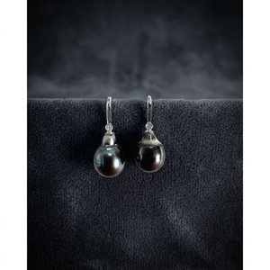 Boucles d'oreilles en perles noires de Tahiti - Product Image 3