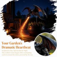Lampe solaire de jardin Dragon Gothique à ailes, effet flamme LED, résistante à l'eau, décoration extérieure