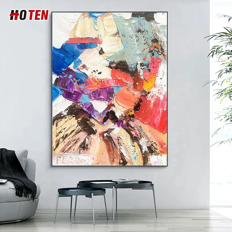 Moderne abstracte hand getrokken olieverf grote kleurblok dikke textuur