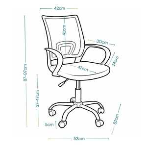 Chaise de bureau ergonomique avec dossier en maille, hauteur réglable, soutien lombaire, chaise de bureau pivotante - Product Image 2