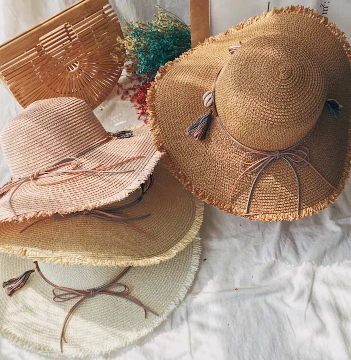 หมวกฟางแฟชั่นฤดูร้อนสำหรับผู้หญิง,หมวกปานามาปีกกว้างหมวกชายหาดผู้หญิงพับได้ปีกกว้าง