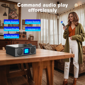 Lecteur CD de style vinyle rétro avec fonction sans fil BT, radio FM, fente pour carte USB TF, écran LCD, haut-parleur de bureau - Product Image 4