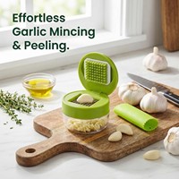 Presse-ail manuel multifonction avec éplucheur d'ail en silicone et brosse de nettoyage – Ustensile de cuisine