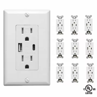 Prise murale CULus homologuée BAREP NEMA5-15R 4,8A avec ports USB-A et Type-C, résistante aux manipulations, pour les normes américaines et nord-américaines