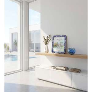 Beltrami Photo <b>Frame</b> 4x6 Silver Plated Octagonal Blue Decorative <b>Metal</b> <b>Frame</b> Made in Italy - Product Image 2