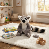 ODM OEM Peluche Lémur à poser sur l'épaule, super douce, réaliste, écologique, éducative, en polyester et coton PP, cadeau unisexe