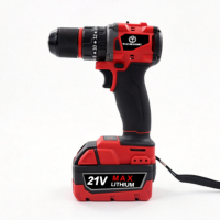 Perceuse sans fil 3-en-1 à vitesse variable rouge 18V, sans balais, diamètre de perçage maximal 10 mm, tournevis électrique industriel