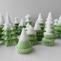 HY Divers moules en silicone 3D en forme d'arbre de Noël géométrique pour bougies, plâtre aromatique, cire et résine, outils de bricolage
