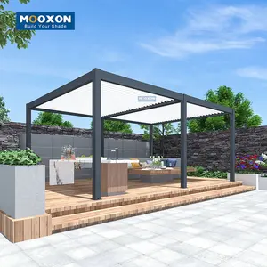 Mooxon Pergolas 6x3 Aluminium extérieur persienne Aluminium contrôle intelligent Angles rétractables lames Pergola personnalisée