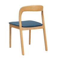 Chaise de salle à manger en bois massif naturel, coussin en PU bleu marine, design moderne et simple, pour usage domestique ou en restaurant